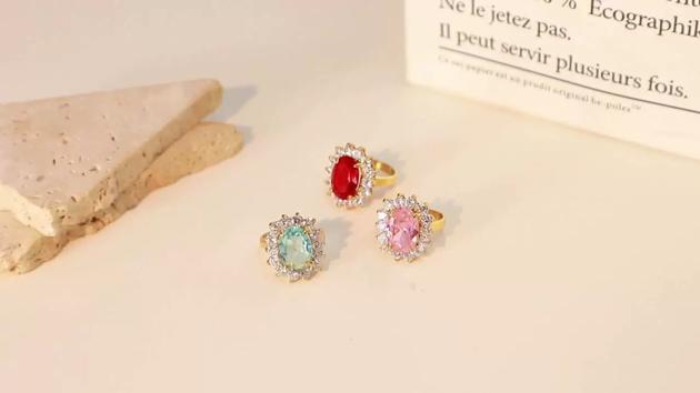 Stainless Steel Pink Cubic Zirconia Ring