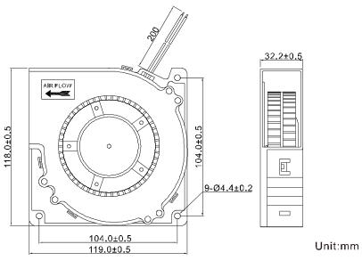 DC 120x120x32mm Brushless Blower Fan