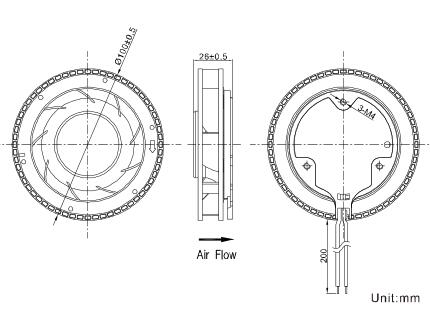 DC 100x100x25mm Brushless Disc Fan