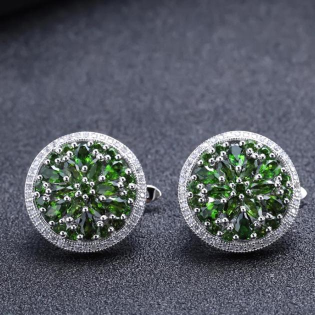 Chrome Diopside Customized Stud Earring | 925 silver Jewelry Manufacturing | 925 CZ Earring Manufact