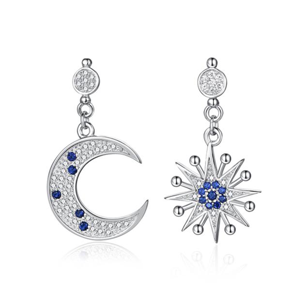 Dangles Designer | Personality 925 Silver Dangles Jewelers | Moon And Star Earrings | Women’s Dangle