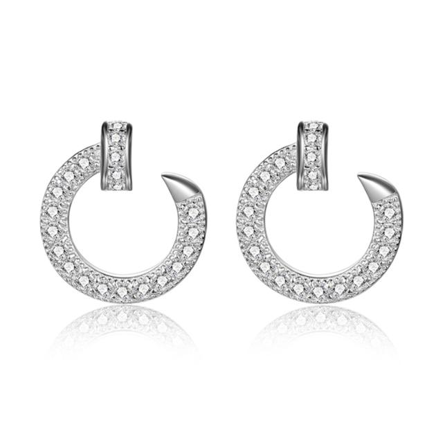 Fashion Jewelry Wholesale | 925 Sterling Silver | Zircon Jewelry | 3/4 Circle Stud Earrings Design