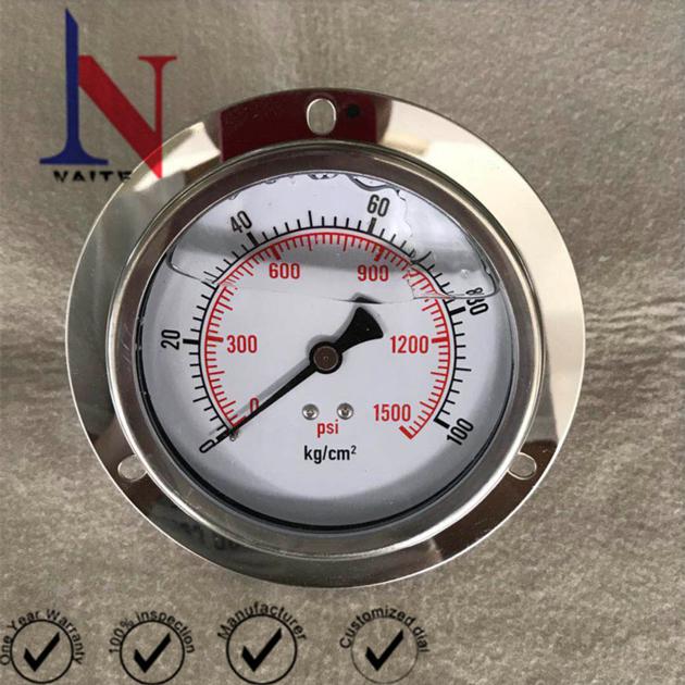 100mm Axial Type Half Steel Pamel Mount Pressure Gauge