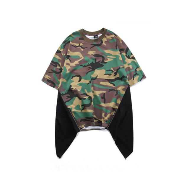 Custom Cotton Camo T-Shirts Printed Color Block Oversized Street wear