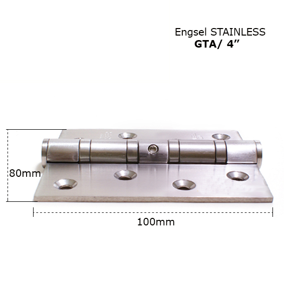 More safely Standard hinge GTA 4" x 3" x 3mm 4BB SS hinge with holes
