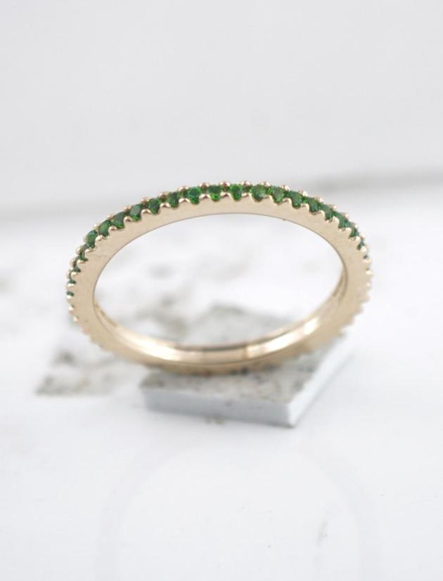 Chrome Diopside Band Ring | 18k Gold Plated Ring manufacturing | Gold Jewelry Manufacturing 