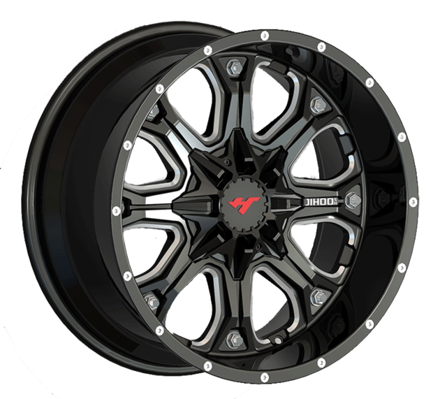 20 inch  Semi Matte Black Milling Spoke/Chrome Stud aluminum alloy wheels JH-S04 of Jihoo Wheels