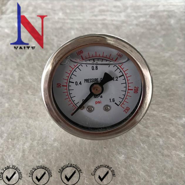 1.6Mpa Stainless Steel Case Back Connector Glycerin Pressure Gauge