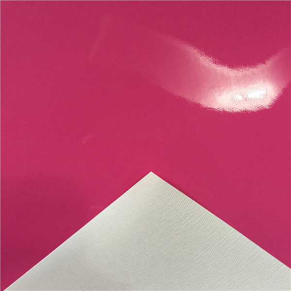 pink pvc shiny leather for bag with knitted fabric from Jiangyin Longsheng