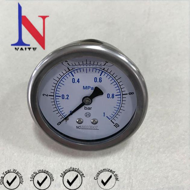 Bourdon Tube Pointer Type Back Port Hydraulic Pressure Gauge