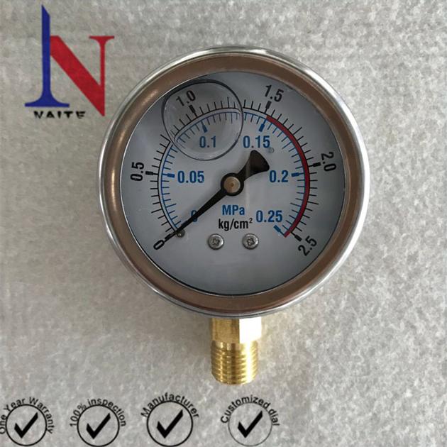 Brass Connector Bourdon Tube Hydraulic Pressure Gauge