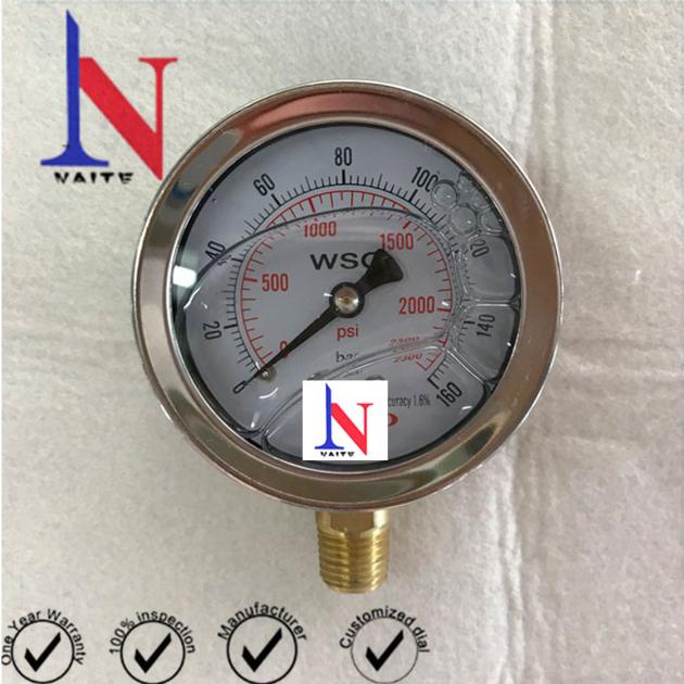 2.5 Inch Dial Bottom Mount Glycerin Hydraulic Pressure Gauge