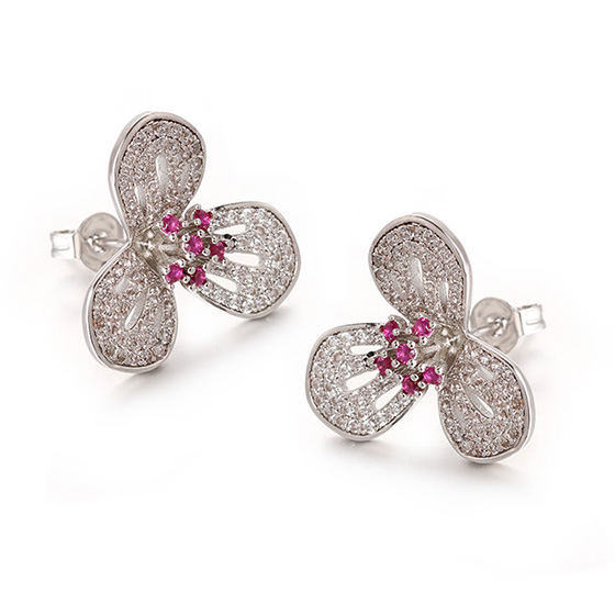 sliver 925 custom jewelry ruby diamond earrings for women supplier CHINGYING