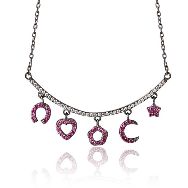 fashionable ruby and diamond pendant jewelry silver with black rhodium plating designer jewelry maki