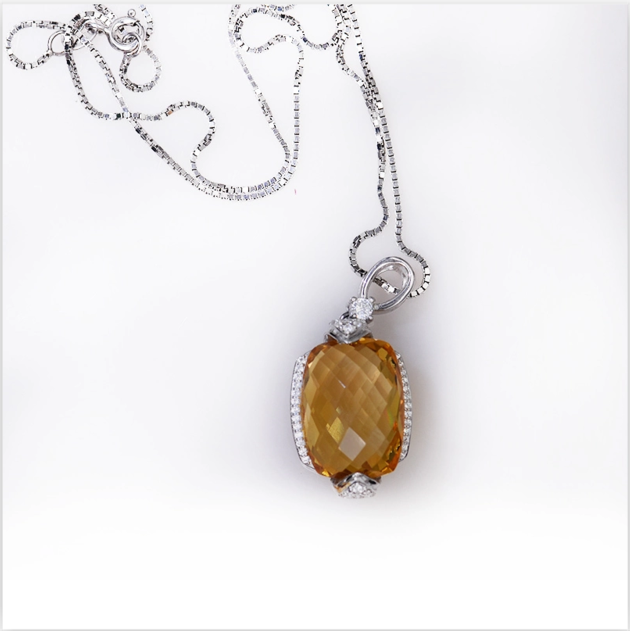 Citrine Pendant | 925 Sterling Silver | Customized Jewelry Manufacturer 