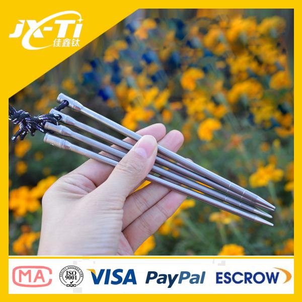 163mm ultralight camping Titanium Tent stakes peg with Anti-skid slot , rustless camping accessory