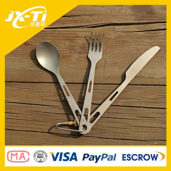 camping Three piece Titanium Cutlery spork , travel ultralight cutlery set