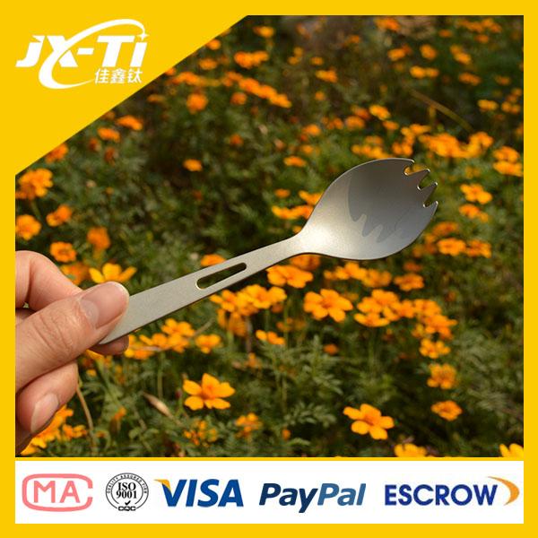 Multifunctional Straight Shank Titanium Spork Titanium