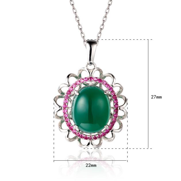 Women Sliver Pendant Ruby Jewelry Necklace