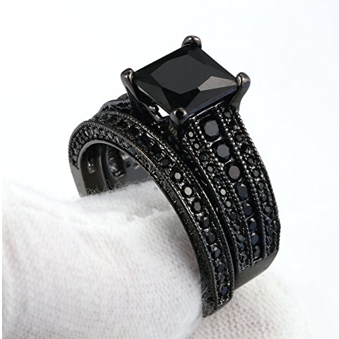 Black Spinel Black Rhodium Planted Stackable