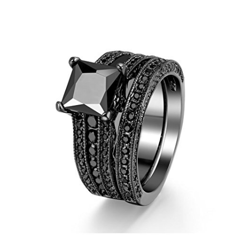 Black Spinel Black Rhodium Planted Stackable