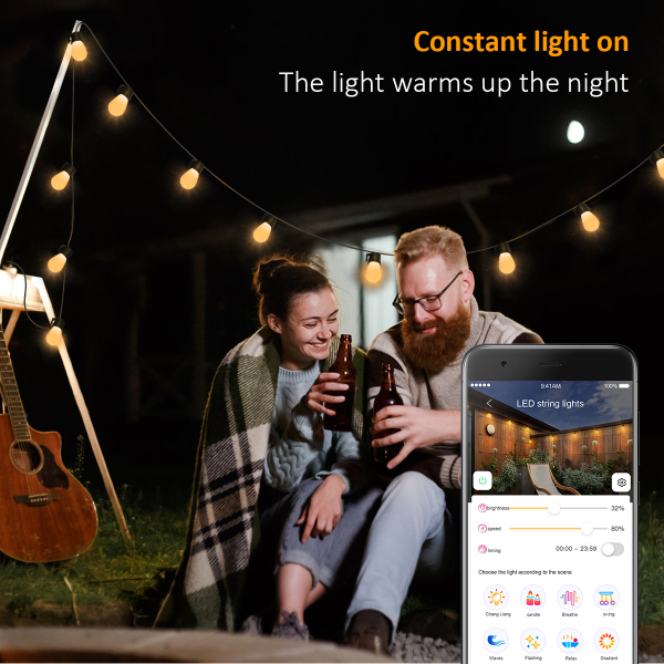 Bluetooth Warm White Bulb String Light
