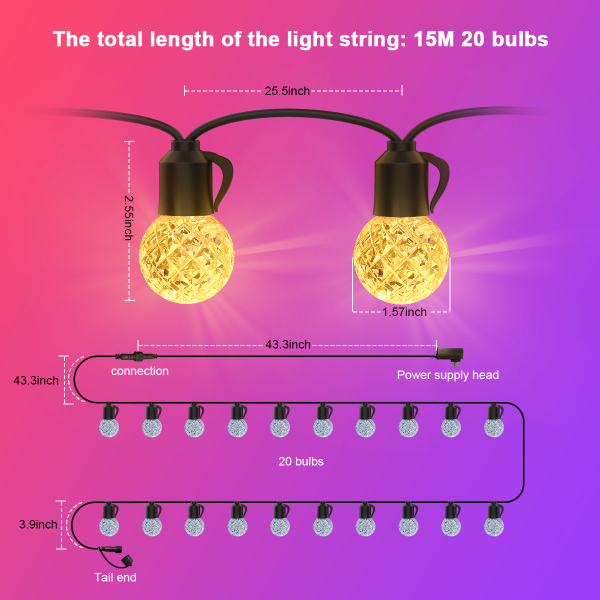 G40 Outdoor Warm White Crystal Bulb