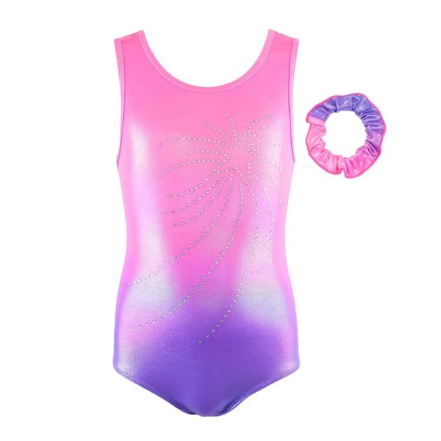 PINK TO PURPLE OMBRE CRYSTAL GYMNASTICS LEOTARDS