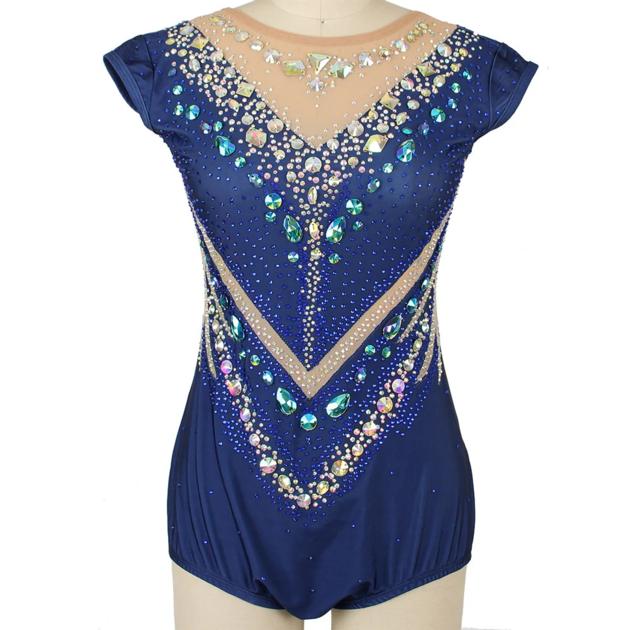 ROYAL BLUE V-SHAPE RHYTHMIC GYMNASTICS LEOTARD