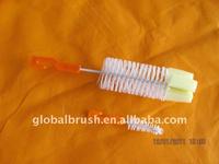 HQ015 1 dollar item--household PP bristle plastic bottle brush with sponge tip/hand bottle brush