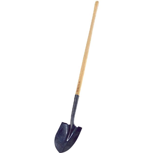 wood handle round point shovel