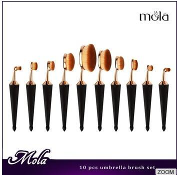 2017 wholesale best selling products 10 pcs umbrella oval makeup brush set available 