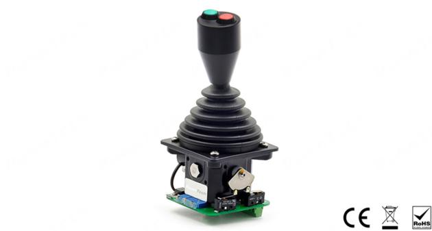 RunnTech Single-axis (forward/backward) Joystick with 4…20mA Output Top with 2 Pushbutton