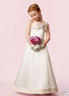 Customize spaghetti strap satin lovely flower girl's dress F0471