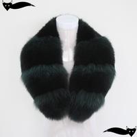 Genuine dark green 92cm fox fur collar