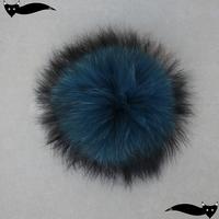 Genuine dark green 14cm raccoon fur pompom