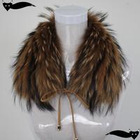 Hot sale 50cm raccoon detachable fur collar for women leather jacket