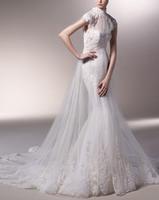 Customize high collar embroidery mermaid elegant wedding bridal dress W2375