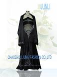 black satin evening dress and party gown