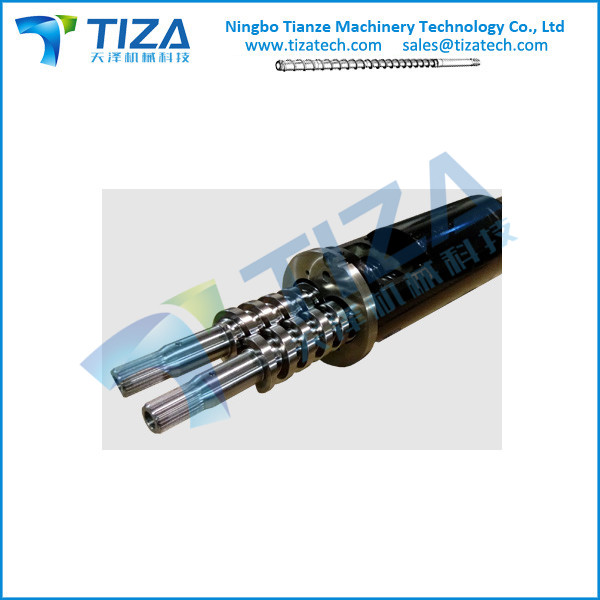 Parallel twin screws and barrel for plastic machine