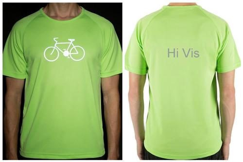Unisex reflective T-shirt with a bicycle (apple green) - E-kanape High Visibility  Apparel