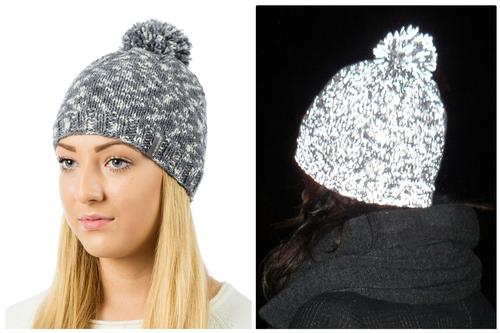 Reflective beanie hat (marl grey) - E-kanape Reflective Clothing