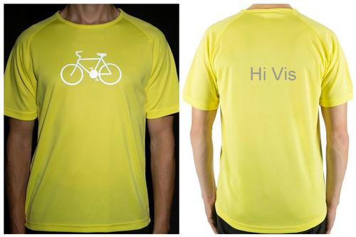 Unisex reflective T-shirt with a bicycle (yellow) - E-kanape High Visibility  Apparel