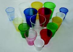 Plastic disposable cups, food containers