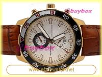 Watches Aquatimer Mens Chronograph Automatic White Dial Genuine Leather Strap Watch IWC0137-E