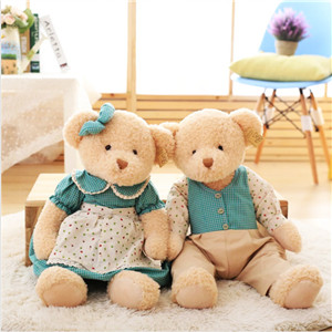 Classic design jointed plush dressed up couple teddy bear toy