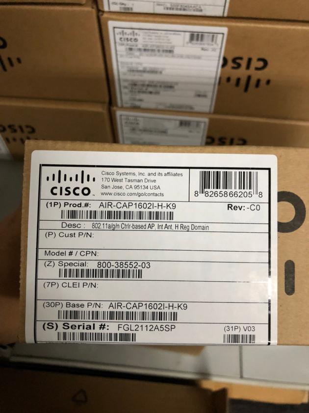 AIR-CAP1602I-H-K9 802.11a/g/nCtrlr-based AP,IntAnt,HRegDom