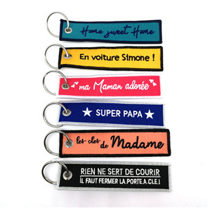 Wholesale custom logo embroidery key chains,key tags,key rings fabric pilot key chain Amazon Top Sel