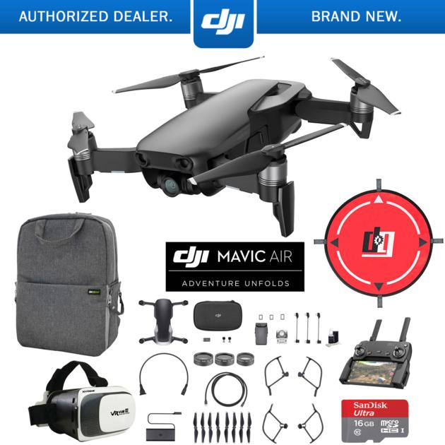 DJI Mavic Air Onyx Black Drone Mobile Go Pack VR Goggles Landing Pad 16GB Card