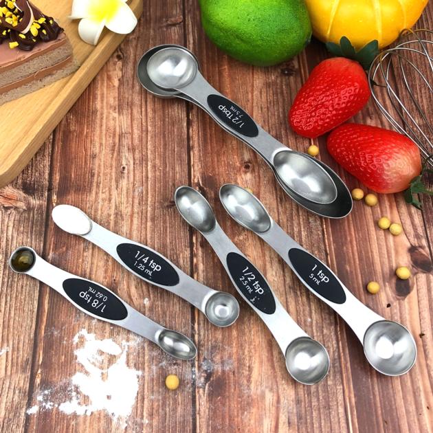 5pcs &6pcs Amazon stainless steel magnetic measuring spoon